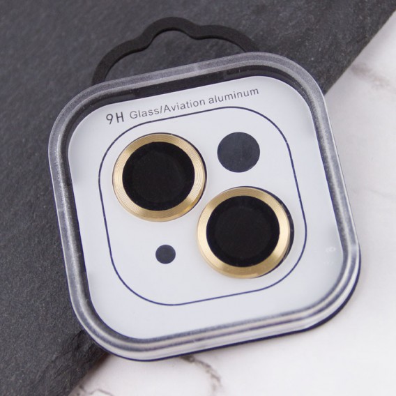 Захисне скло Metal Classic на камеру (у упак.) для Apple iPhone 14 (6.1") / 14 Plus (6.7") Золотий / Gold