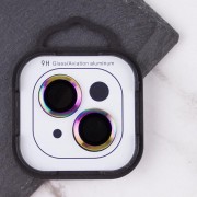 Захисне скло Metal Classic на камеру (у упак.) для Apple iPhone 14 (6.1") / 14 Plus (6.7") Бузковий / Rainbow
