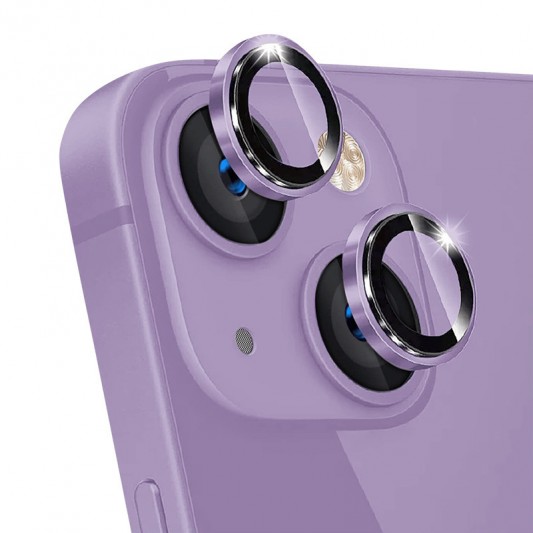 Захисне скло Metal Classic на камеру (у упак.) для Apple iPhone 14 (6.1") / 14 Plus (6.7") Фіолетовий / Purple - зображення 1 