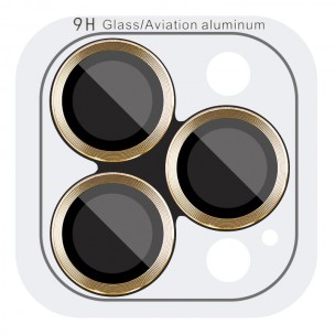 Защитное стекло Metal Classic на камеру (в упаковке) для Apple iPhone 14 Pro (6.1") / 14 Pro Max (6.7") Золотой / Gold