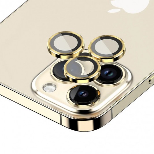 Захисне скло Metal Classic на камеру (у упак.) для Apple iPhone 14 Pro (6.1") / 14 Pro Max (6.7") Золотий / Gold - зображення 4 