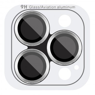 Защитное стекло Metal Classic на камеру (в упаковке) для Apple iPhone 14 Pro (6.1") / 14 Pro Max (6.7") Серебряный / Silver