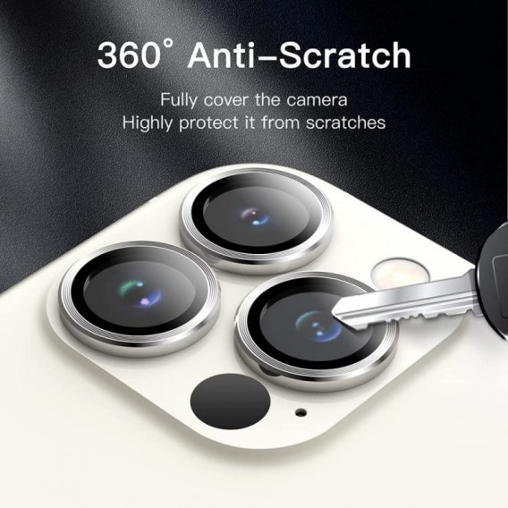 Захисне скло Metal Classic на камеру (у упак.) для Apple iPhone 14 Pro (6.1") / 14 Pro Max (6.7") Срібний / Silver