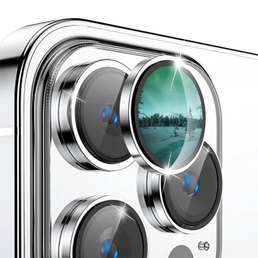 Захисне скло Metal Classic на камеру (у упак.) для Apple iPhone 14 Pro (6.1") / 14 Pro Max (6.7") Срібний / Silver - зображення 6 