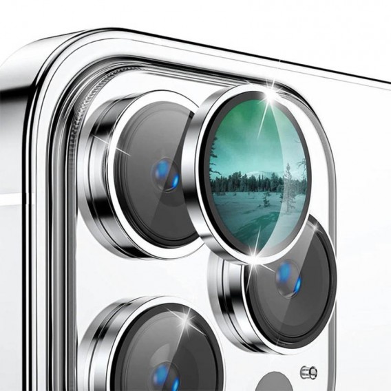 Захисне скло Metal Classic на камеру (у упак.) для Apple iPhone 14 Pro (6.1") / 14 Pro Max (6.7") Срібний / Silver