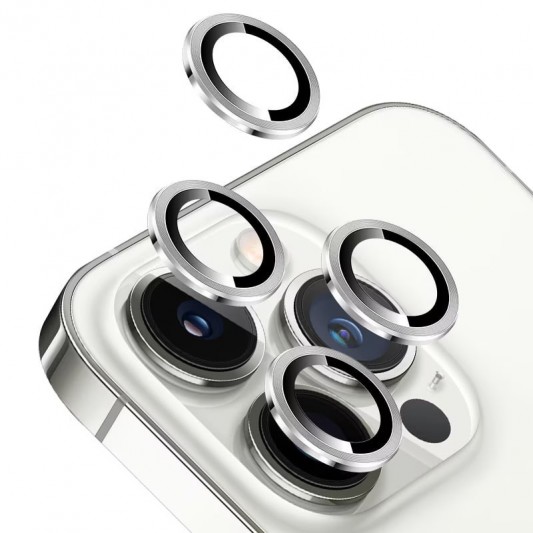 Захисне скло Metal Classic на камеру (у упак.) для Apple iPhone 14 Pro (6.1") / 14 Pro Max (6.7") Срібний / Silver - зображення 7 