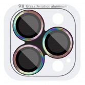 Защитное стекло Metal Classic на камеру (в упак.) для Apple iPhone 14 Pro (6.1 дюйма) / 14 Pro Max (6.7 дюйма) Сиреневый / Rainbow