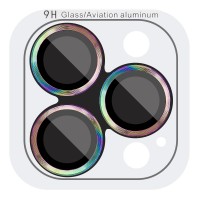 Захисне скло Metal Classic на камеру (у упак.) для Apple iPhone 14 Pro (6.1") / 14 Pro Max (6.7") Бузковий / Rainbow