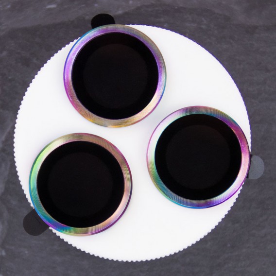 Защитное стекло Metal Classic на камеру (в упаковке) для Apple iPhone 14 Pro (6.1") / 14 Pro Max (6.7") Сиреневый / Rainbow