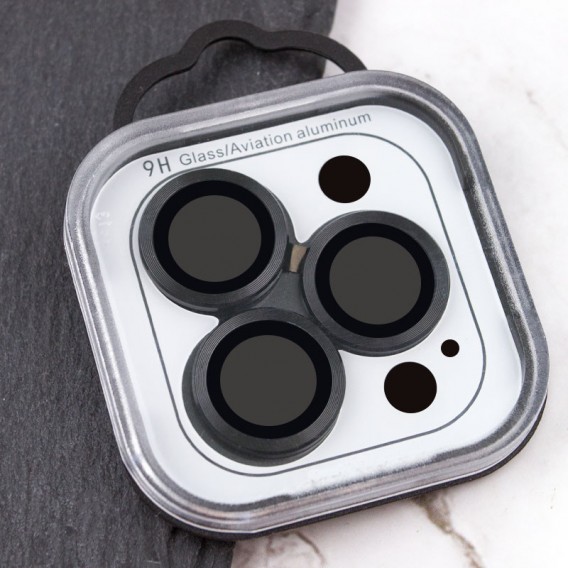 Защитное стекло Metal Classic на камеру (в упаковке) для Apple iPhone 14 Pro (6.1") / 14 Pro Max (6.7") Черный / Midnight