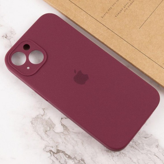 Чехол Silicone Case Full Camera Protective (AA) для iPhone 14 (6.1") Бордовый / Plum