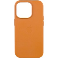 Кожаный чехол Leather Case (AAA) с MagSafe and Animation для Apple iPhone 13 Pro (6.1") Golden Brown