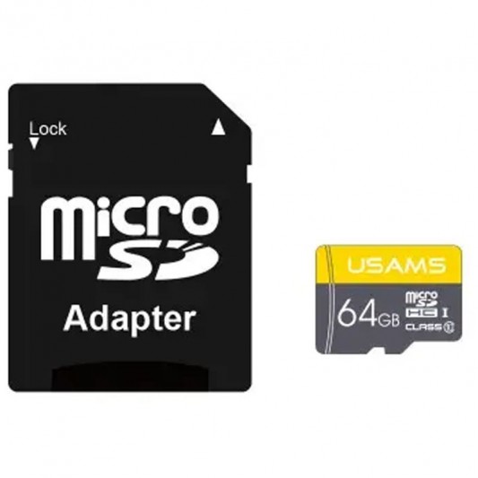 Карта пам'яті Usams US-ZB119 (TF High Speed Card) microSDHC Class 10 - 64GB (з адаптером) Yellow