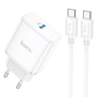 Блок питания Hoco C104A PD20W (1USB-C) + кабель Type-C to Type-C White
