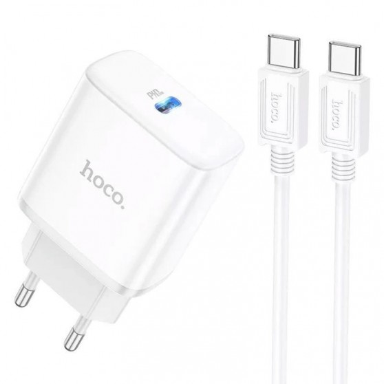 Блок живлення Hoco C104A PD20W (1USB-C) + кабель Type-C to Type-C White