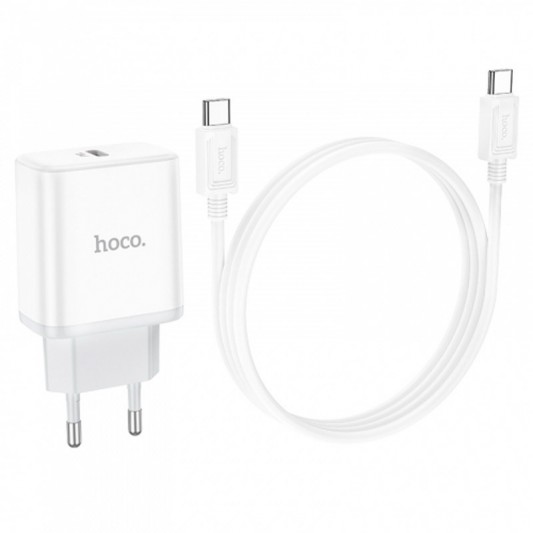 МЗП Hoco C104A PD20W (1USB-C) + кабель Type-C to Type-C White - зображення 1 