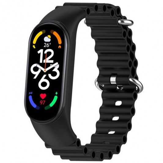 Ремінець Ocean Band для Xiaomi Mi Band 3/4/5/6/7 Чорний / Black