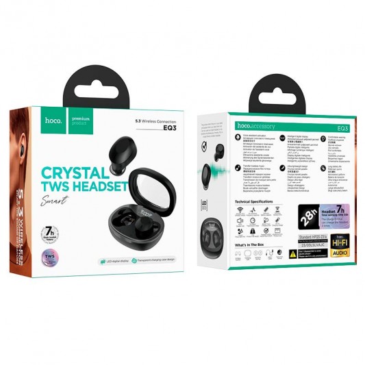 Бездротові TWS навушники Hoco EQ3 Smart Black - зображення 4 