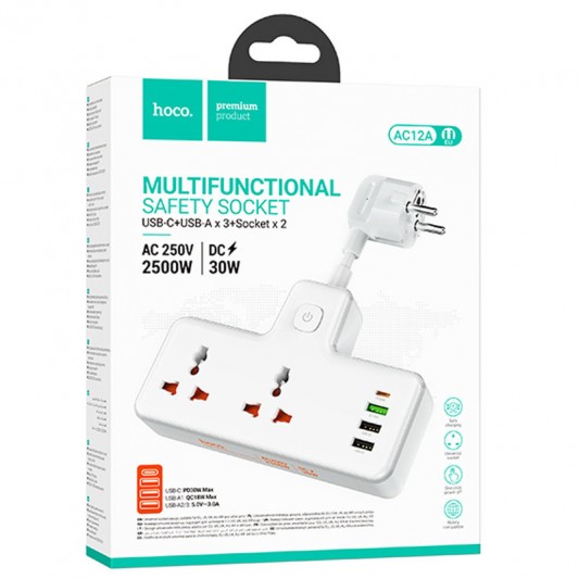 МЗП Hoco AC12A Reise (PD30W/1C3A) +Socket White - зображення 5 