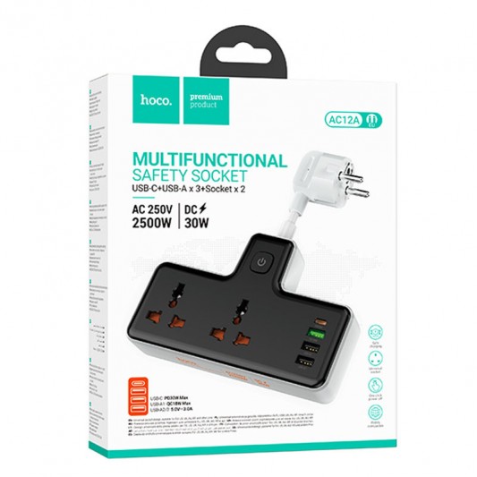 МЗП Hoco AC12A Reise (PD30W/1C3A) +Socket Black - зображення 3 