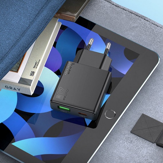 Блок живлення Hoco N38 Delgado PD20W+QC3.0 (1USB-A/1C) Black