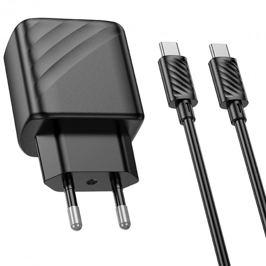 МЗП Hoco CS22A Value PD30W (1USB-C) + кабель Type-C to Type-C Black - зображення 2 