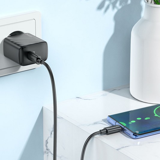 МЗП Hoco CS22A Value PD30W (1USB-C) + кабель Type-C to Type-C Black - зображення 3 