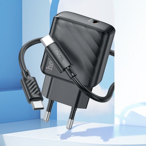 Блок живлення Hoco CS22A Value PD30W (1USB-C) + кабель Type-C to Type-C Black