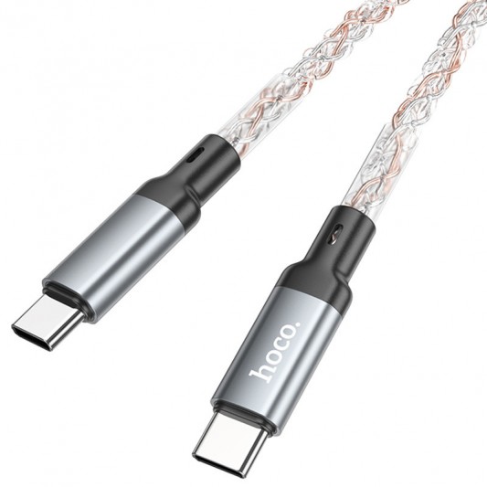 Дата кабель Hoco U112 Shine Type-C to Type-C 60W (1m) Gray - зображення 3 