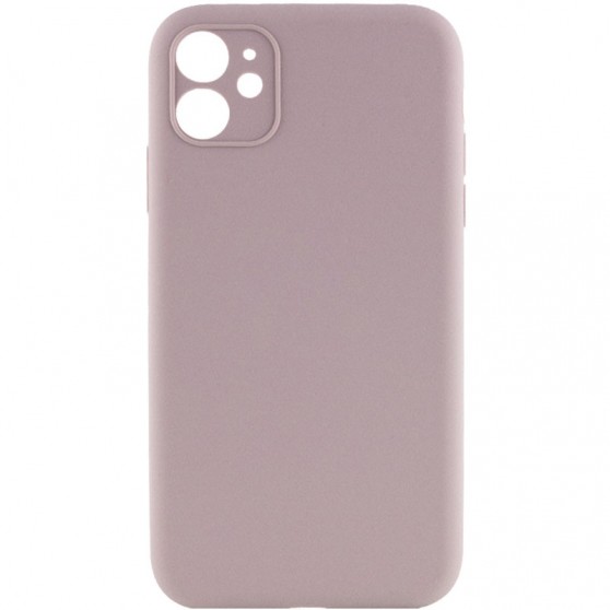 Чехол Silicone Case Full Camera Protective (AA) NO LOGO для Apple iPhone 12 (6.1") Серый / Lavender