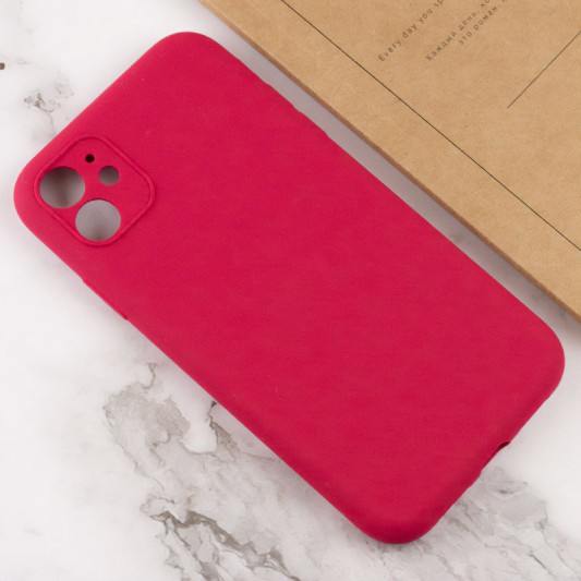 Чохол Silicone Case Full Camera Protective (AA) NO LOGO для Apple iPhone 12 (6.1") Червоний / Rose Red - зображення 2 