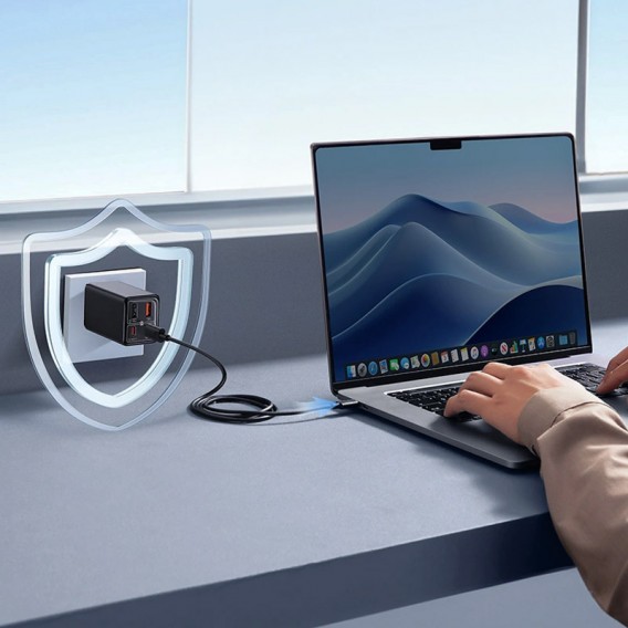 Блок живлення Baseus GaN6 Pro OS 65W (2USB-A/2C) + кабель Type-C to Type-C (P10162701) Black