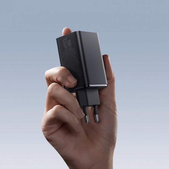 Блок живлення Baseus GaN6 Pro OS 65W (2USB-A/2C) + кабель Type-C to Type-C (P10162701) Black