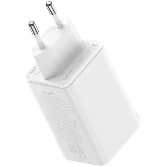 Блок живлення Baseus GaN6 Pro OS 65W (2USB-A/2C) + кабель Type-C to Type-C (P10162701) White