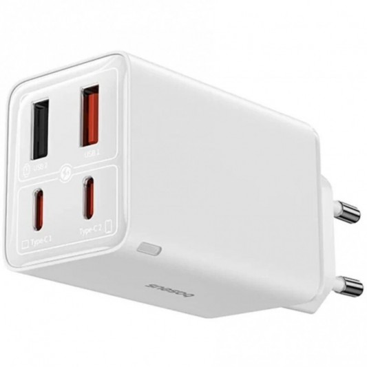 МЗП Baseus GaN6 Pro OS 65W (2USB-A/2C) + кабель Type-C to Type-C (P10162701) White - зображення 5 