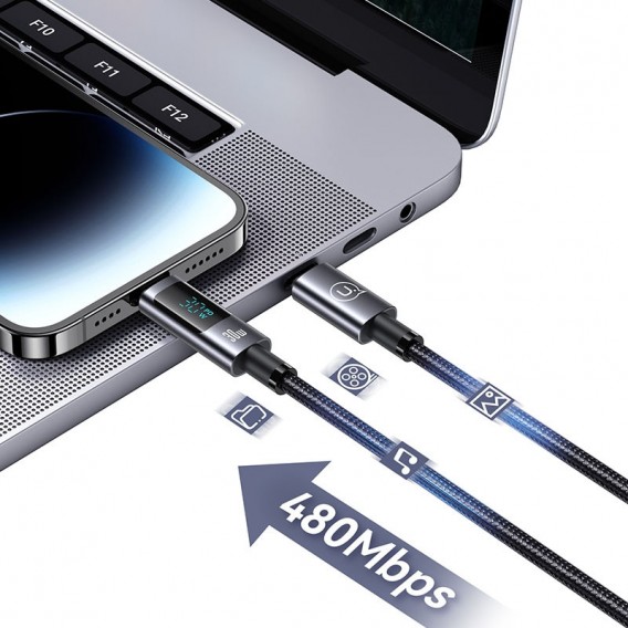 Дата кабеля USAMS US-SJ672 Digital Display Sufeng Ser. Type-C to Lightning 30W (1.2m) Tarnish