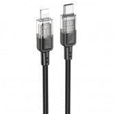 Дата кабель Hoco U129 Spirit Transparent Type-C to Lightning 27W (1.2m) Black Дата кабель Hoco U129 Spirit Transparent Type-C to Lightning 27W (1.2m) Black