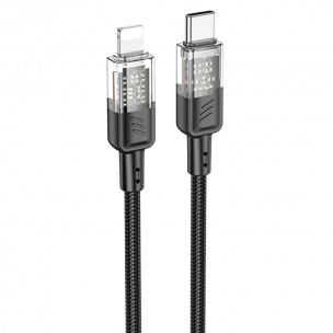 Дата кабеля Hoco U129 Spirit Transparent Type-C to Lightning 27W (1.2m) Black