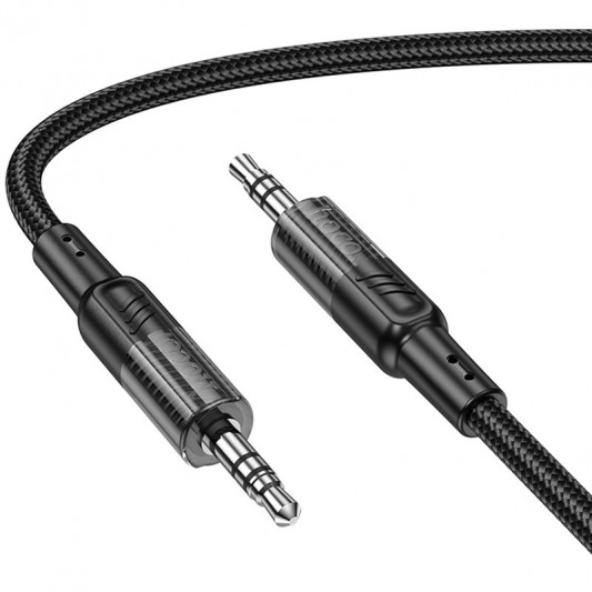 Аудіо кабель Aux Hoco UPA27 Spirit transparent (1.2m) Black - зображення 1 