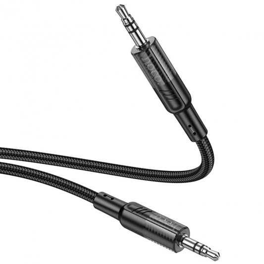 Аудіо кабель Aux Hoco UPA27 Spirit transparent (1.2m) Black - зображення 3 