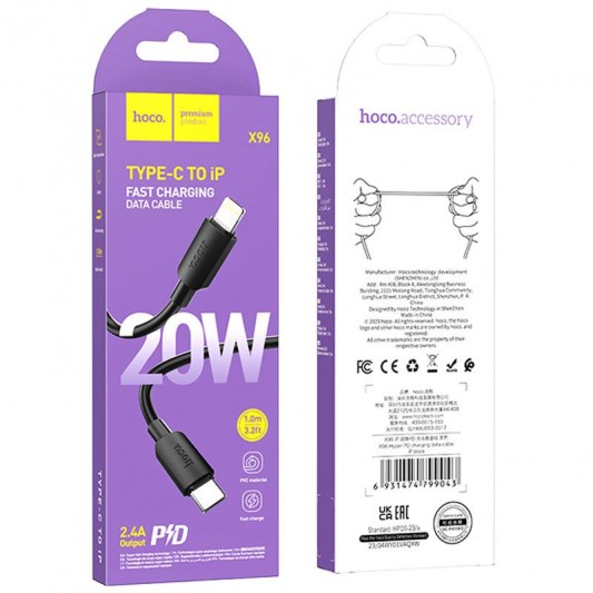Дата кабель Hoco X96 Hyper Type-C to Lightning 20W (1m) Black - зображення 5 