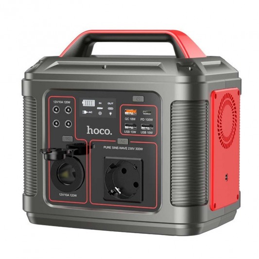 Портативна зарядная станция Hoco DB28 300W 296Wh 80000mAh Silver / Red