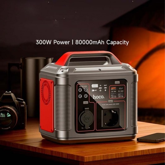 Портативна зарядная станция Hoco DB28 300W 296Wh 80000mAh Silver / Red - зображення 1 