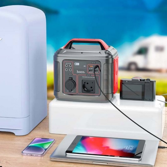 Портативна зарядная станция Hoco DB28 300W 296Wh 80000mAh Silver / Red - зображення 4 