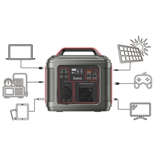 Портативна зарядная станция Hoco DB28 300W 296Wh 80000mAh Silver / Red - зображення 6 