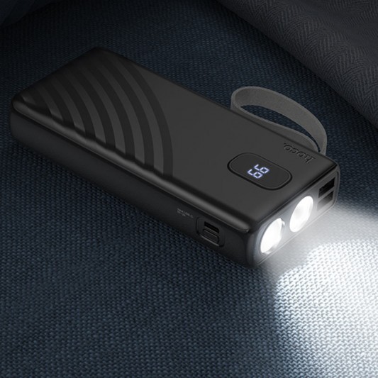 Портативний ЗП Power Bank Hoco J129A Nature flashlight 20000 mAh Black - зображення 3 