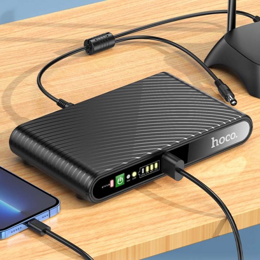 Джерело безперебійного живлення Hoco DB63 Portable DC UPS для роутерів 5V/9V/12V 10000 mAh Black - зображення 4 