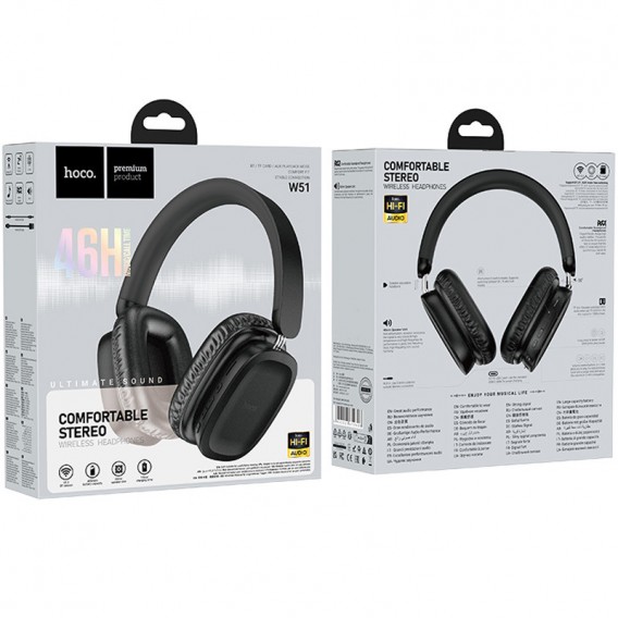 Накладні бездротові навушники Hoco W51 Delightful Black