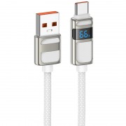 Дата кабель Hoco U137 Line with display USB to Type-C 5A/66W (1.2m) White