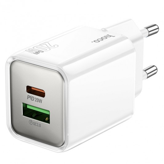 МЗП Hoco N46 Glorious PD20W+QC3.0 (1USB-A/1C) White - зображення 1 
